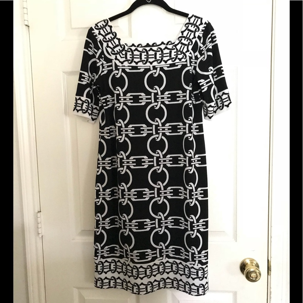 Alfani black and white tunic dress